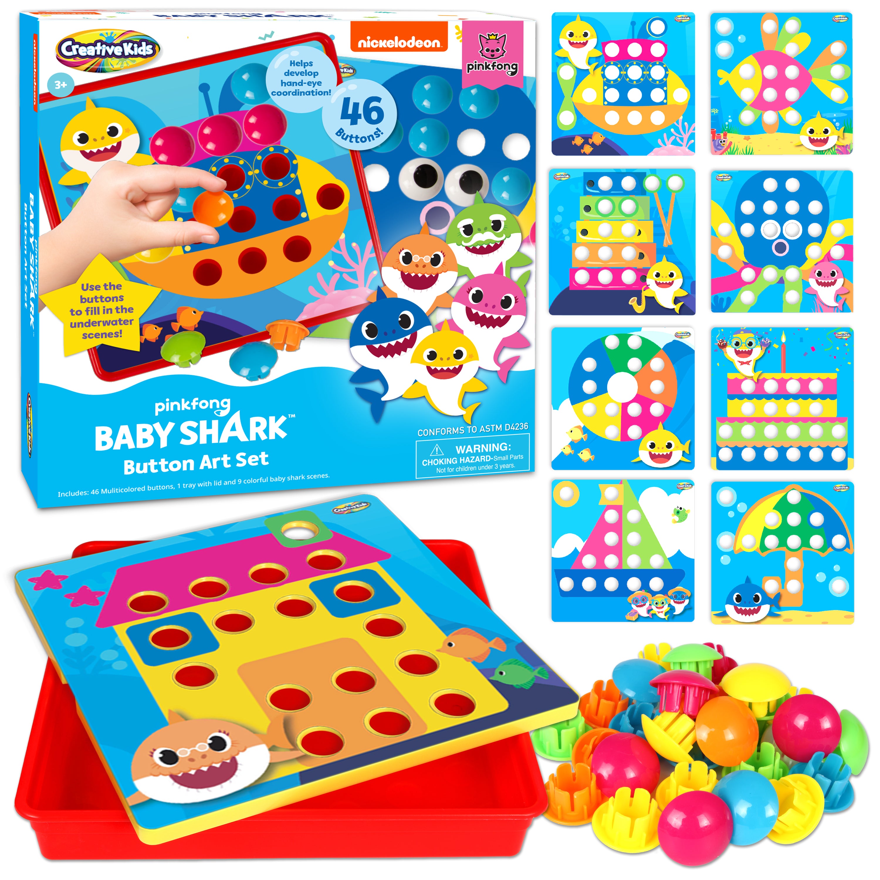Baby Shark Mosaic Sticker Art Kits for Kids - Includes 9 Boards & 9 Sticker  Sheets