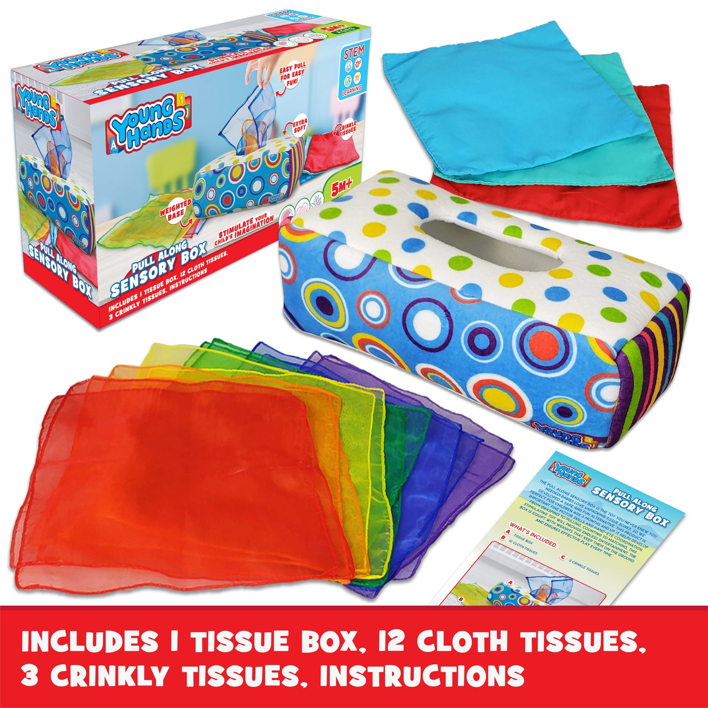 Sensory Pull Along Toddler and Infant Baby Tissue Montessori Box from Sense and Grow