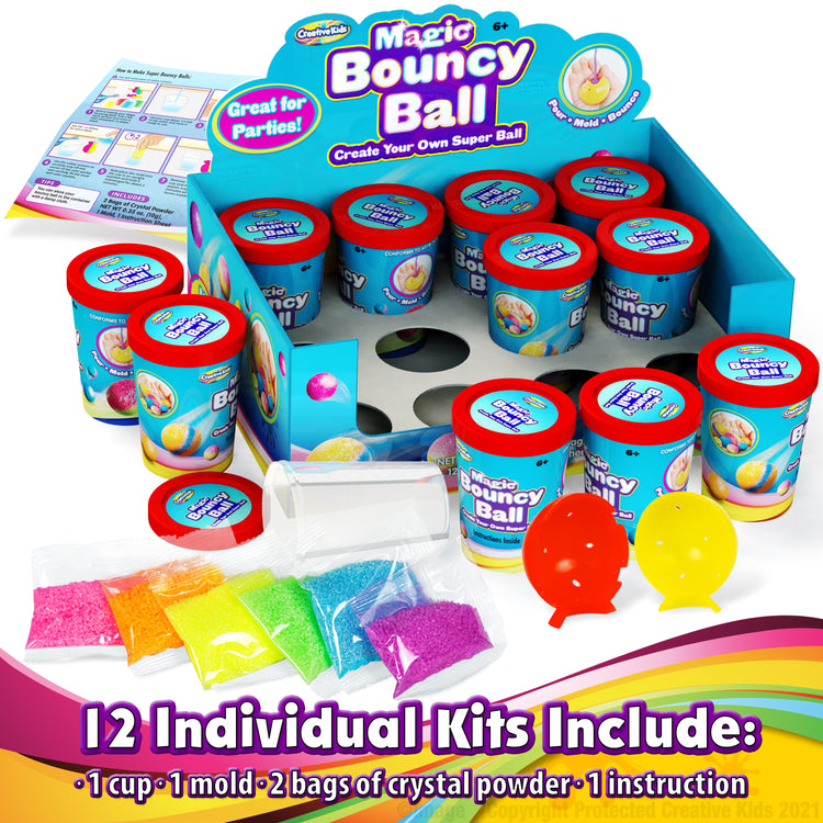 Make Your Own Bouncy Ball DIY Craft Kit For Kids Individual 12 Pack Bulk Activity Set
