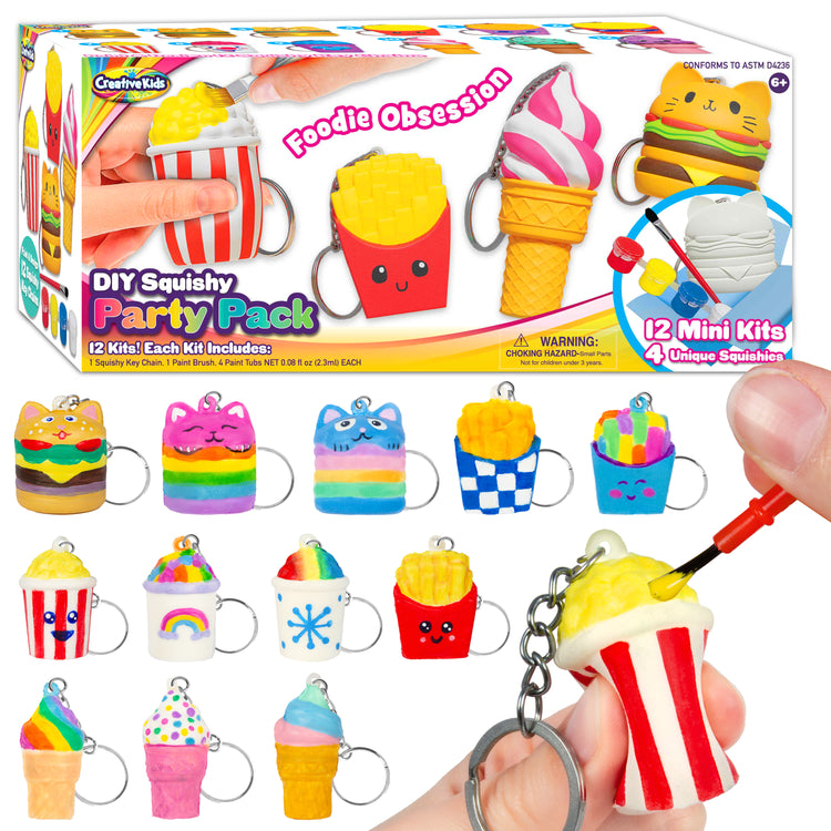 Creative Kids DIY Squishy Party Pack - 12 Individual Keychain Squishy Kits