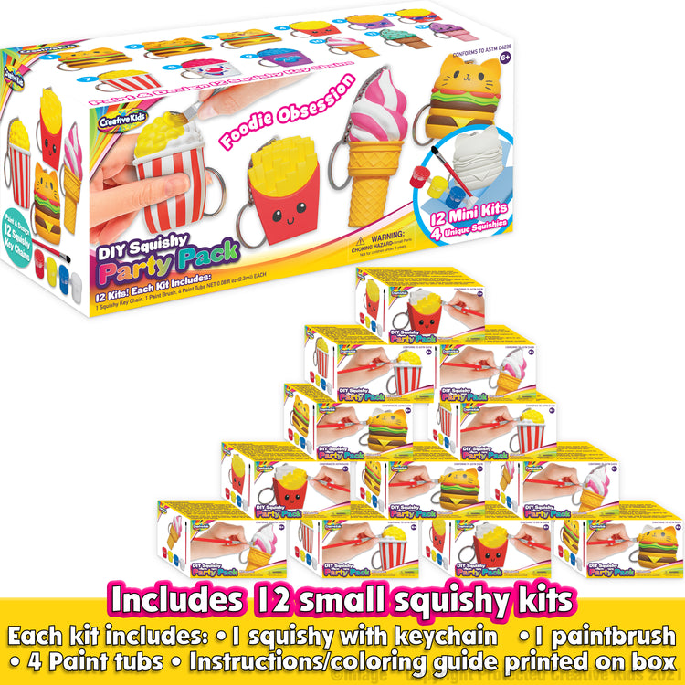 Creative Kids DIY Squishy Party Pack - 12 Individual Keychain Squishy Kits