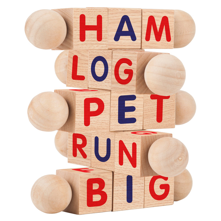 Wooden Alphabet Reading Spinning Blocks for Children