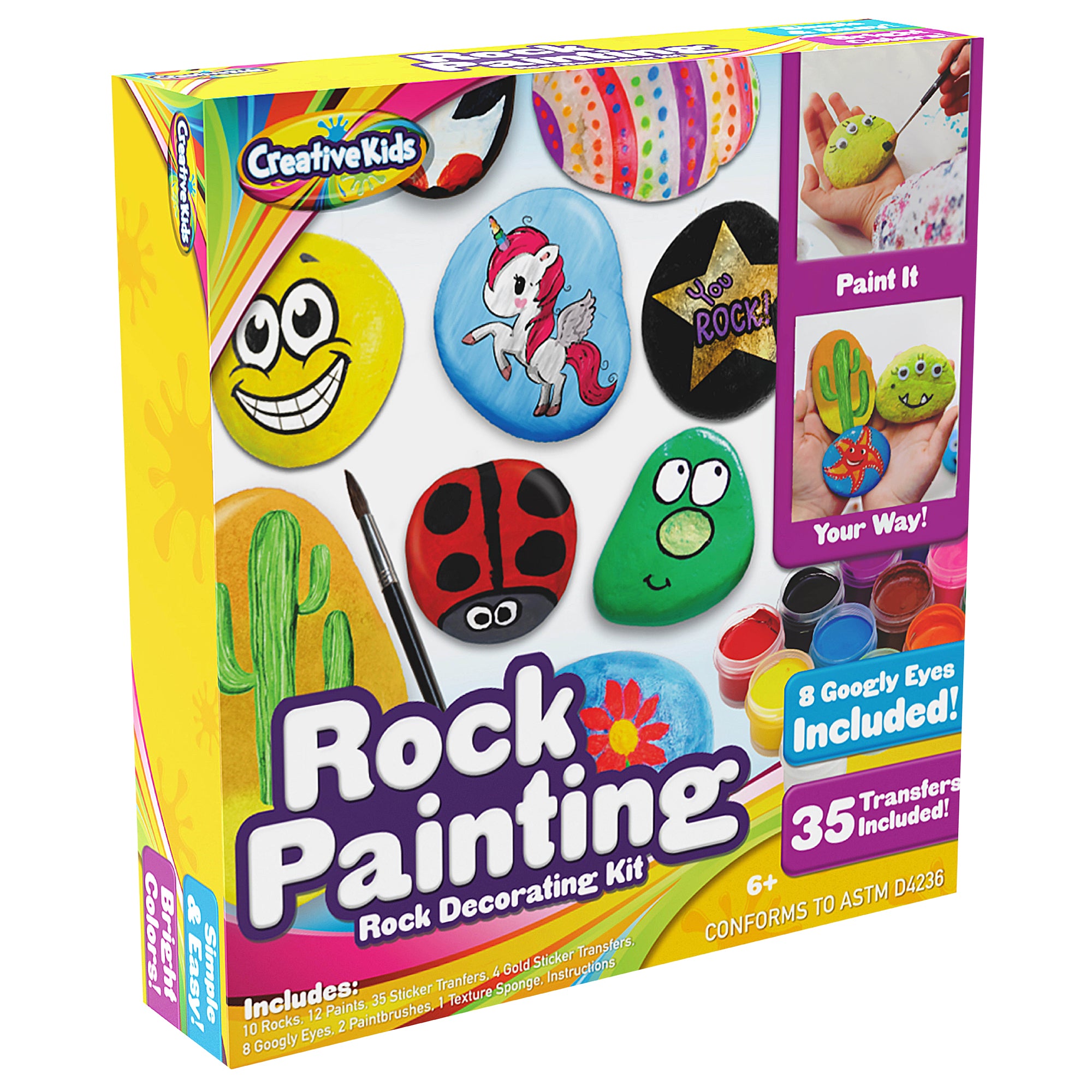 Dan&Darci Rock Painting Kit for Kids - Arts and Crafts for Girls