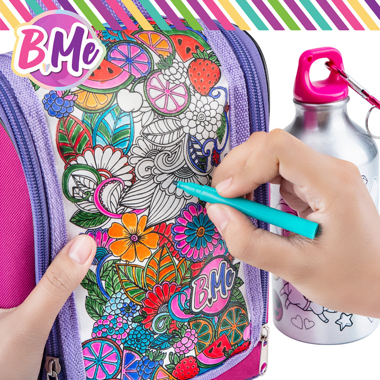 DIY Back to School Lunch Bag & Water Bottle Color-Your-Own