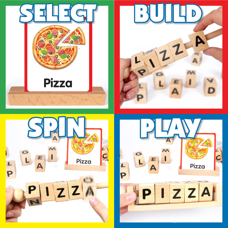 Young Hands Wooden Reading Blocks - Spin, Spell & Match Words
