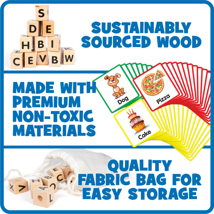 Young Hands Wooden Reading Blocks - Spin, Spell & Match Words