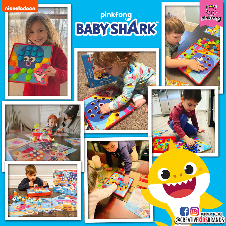 Baby Shark Button Art - Color Match Pegboard For Kids