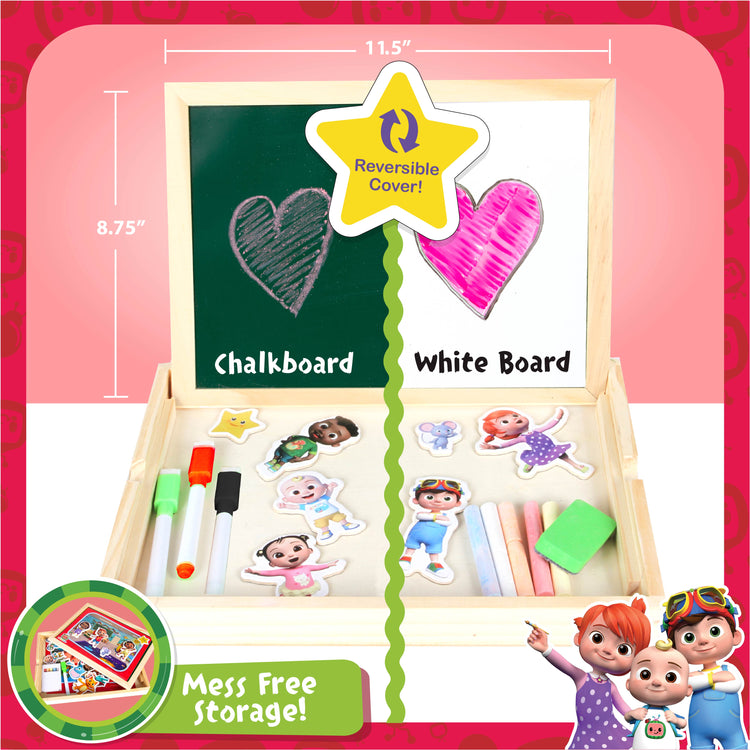 Cocomelon 2 in 1 Art Easel - Chalk/Whiteboard with Magnets