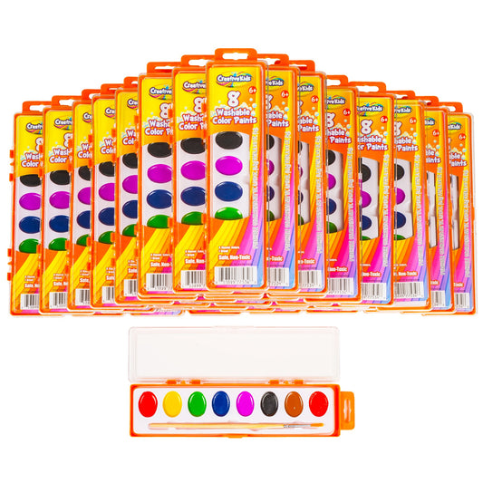 Bulk Classroom Watercolor Paint & Brush Sets - 40 Pack
