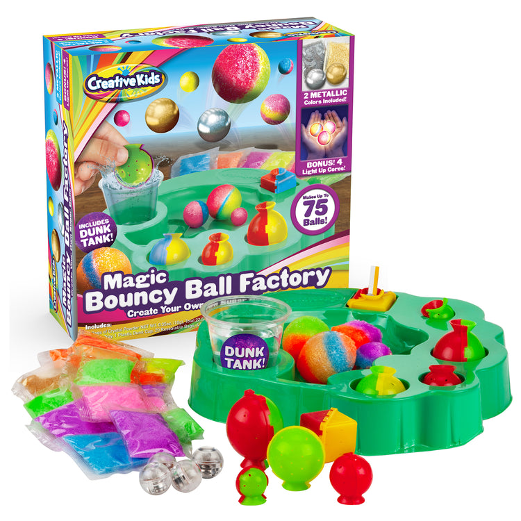 Magic Bouncy Ball Factory Set - Make 75 Stunning DIY Bouncy Balls, Including Light-Up Magic Balls!