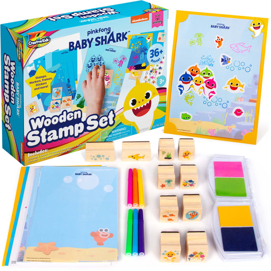 Baby Shark Stamp Set By Creative Kids – 36 Piece Wooden Stamps Set