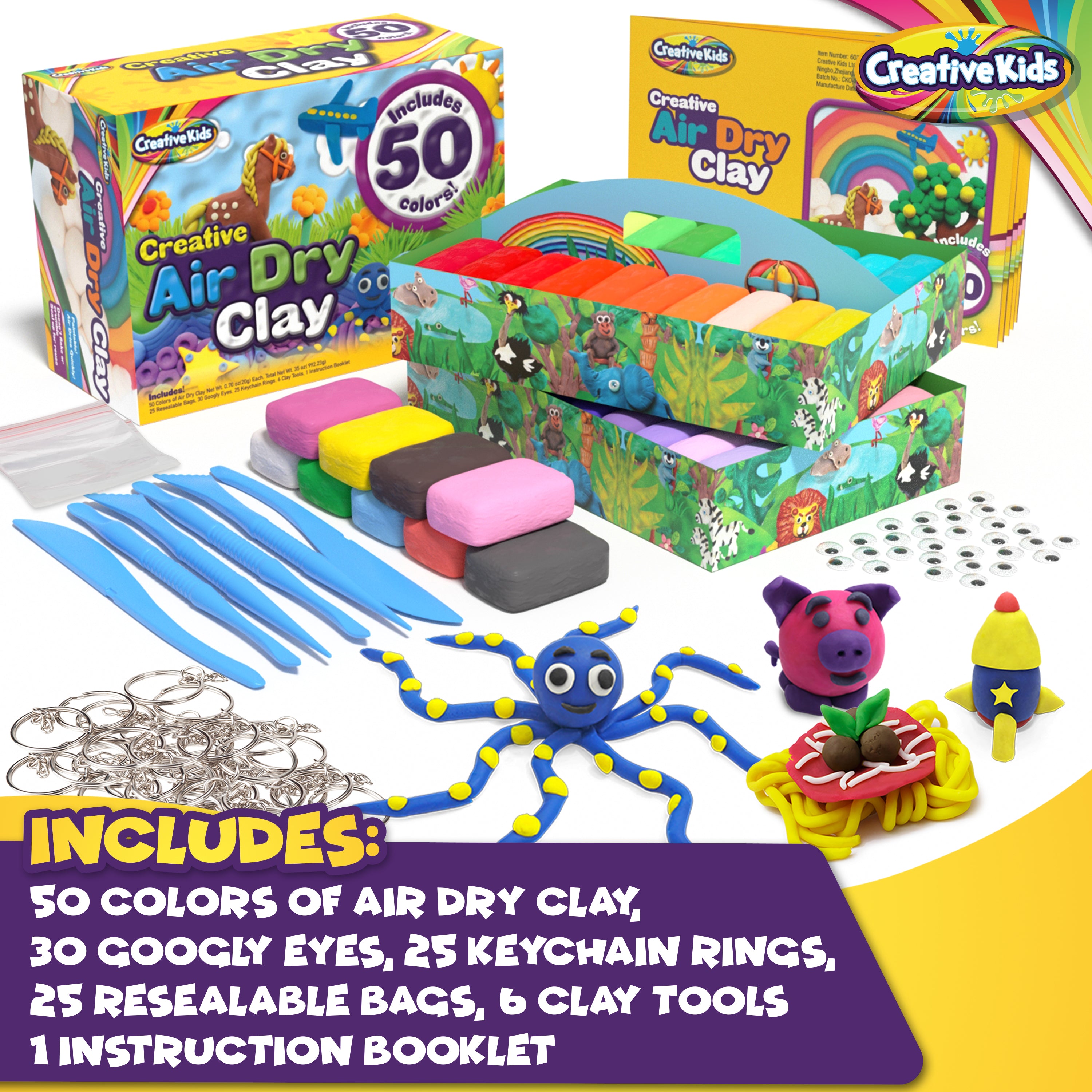Arts and Crafts for Kids & Girls Ages 4-8 6-8 8-12, Air Dry Clay, Craft  Kits for Kids, Christmas Birthday Gifts Toys for Girls 6 7 8 9 10 11 12  Year