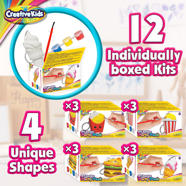 Creative Kids DIY Squishy Party Pack - 12 Individual Keychain Squishy Kits
