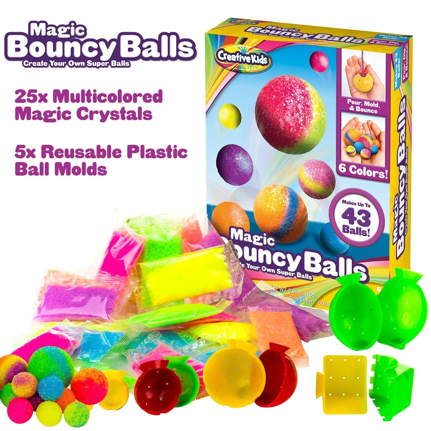 Magic Bouncy Balls - Create Your Own 43 Power Balls Craft Kit for Kids