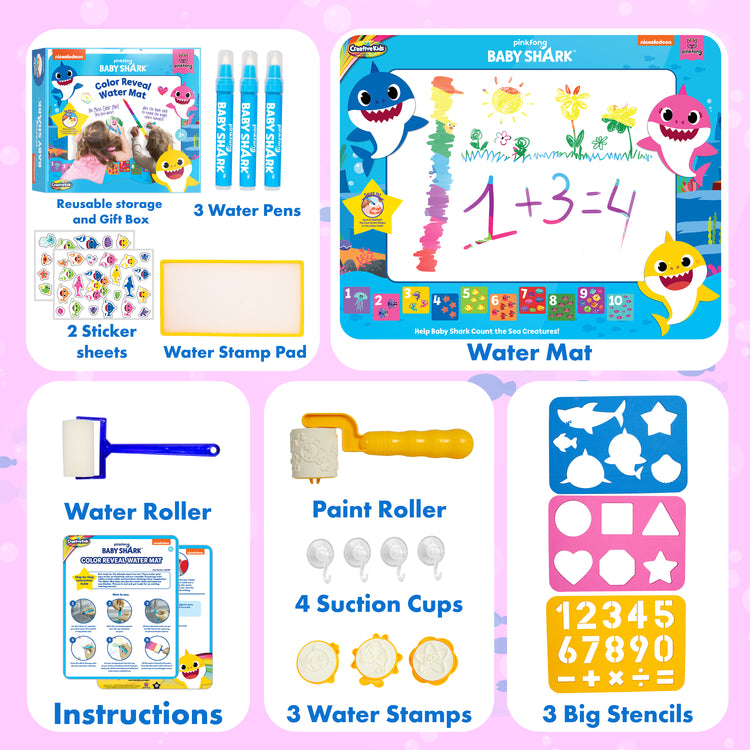 Baby Shark Water Doodle Mat – Magic Doodle Play Mat with Stamps, Stickers & More Ages 2+