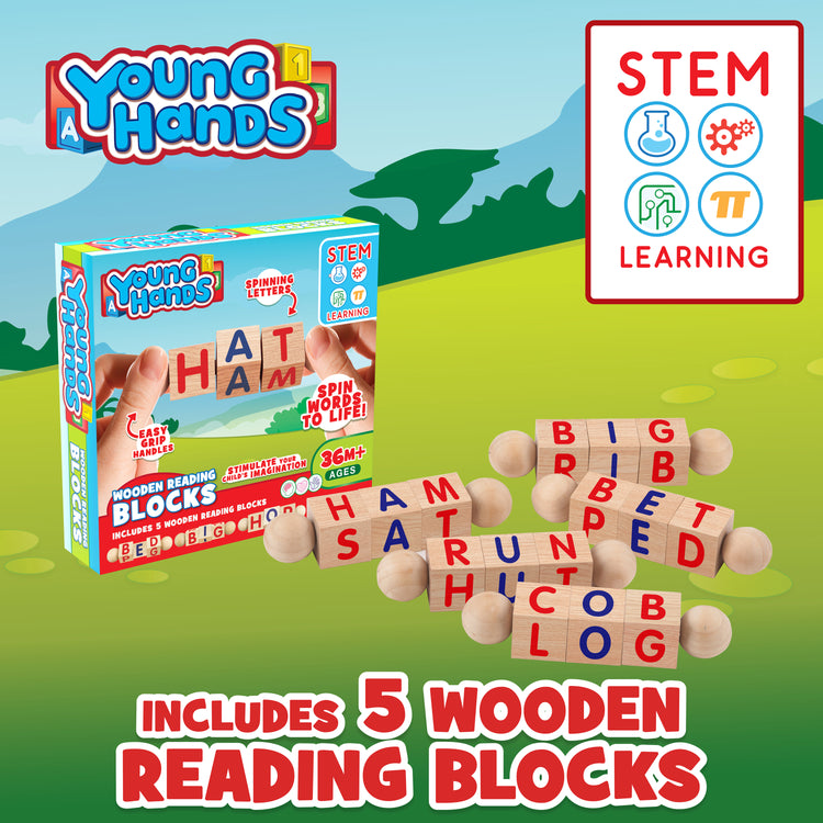 Wooden Alphabet Reading Spinning Blocks for Children