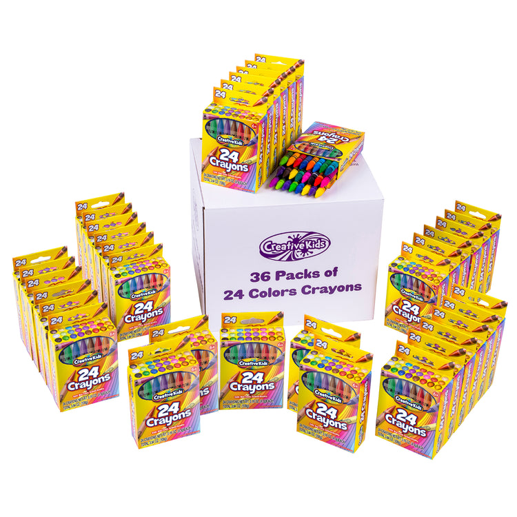 Back to School Crayons - 36 Packs of 24 Crayon Sets