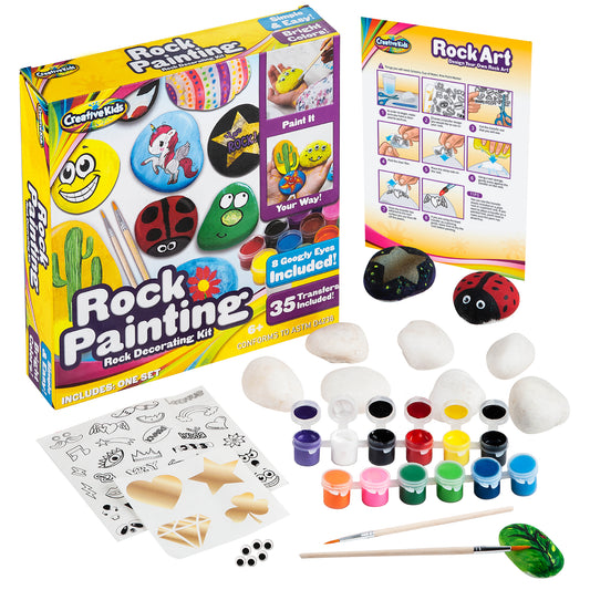 Deluxe Rock Painting Kit, Arts and Crafts for Girls Boys Age 6+