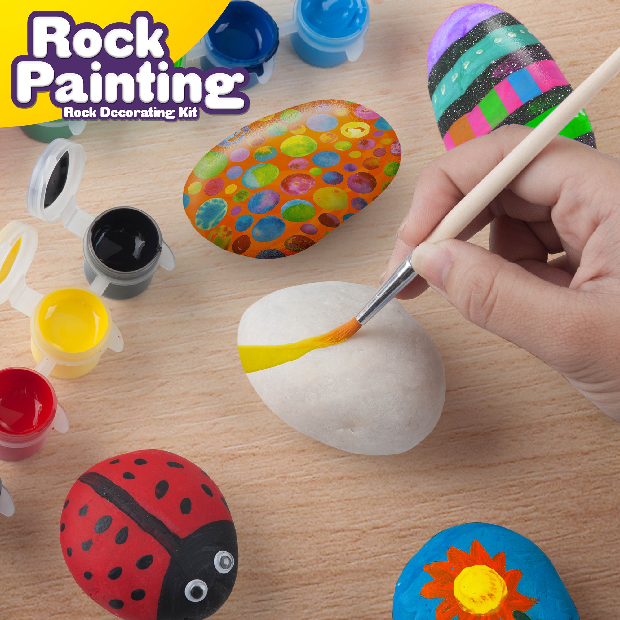 Rock Painting Kit, Kids Creative Arts & Crafts Supplies, Fun Stone