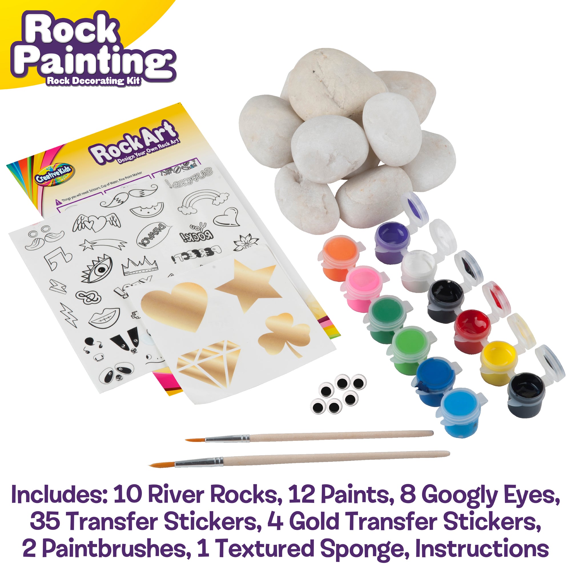 Bryte Rock Painting Kit for Kids - Everything Included to Create Superheroes, Ninjas, Monsters & More - Includes Rock Art Lessons for Boys & Girls All