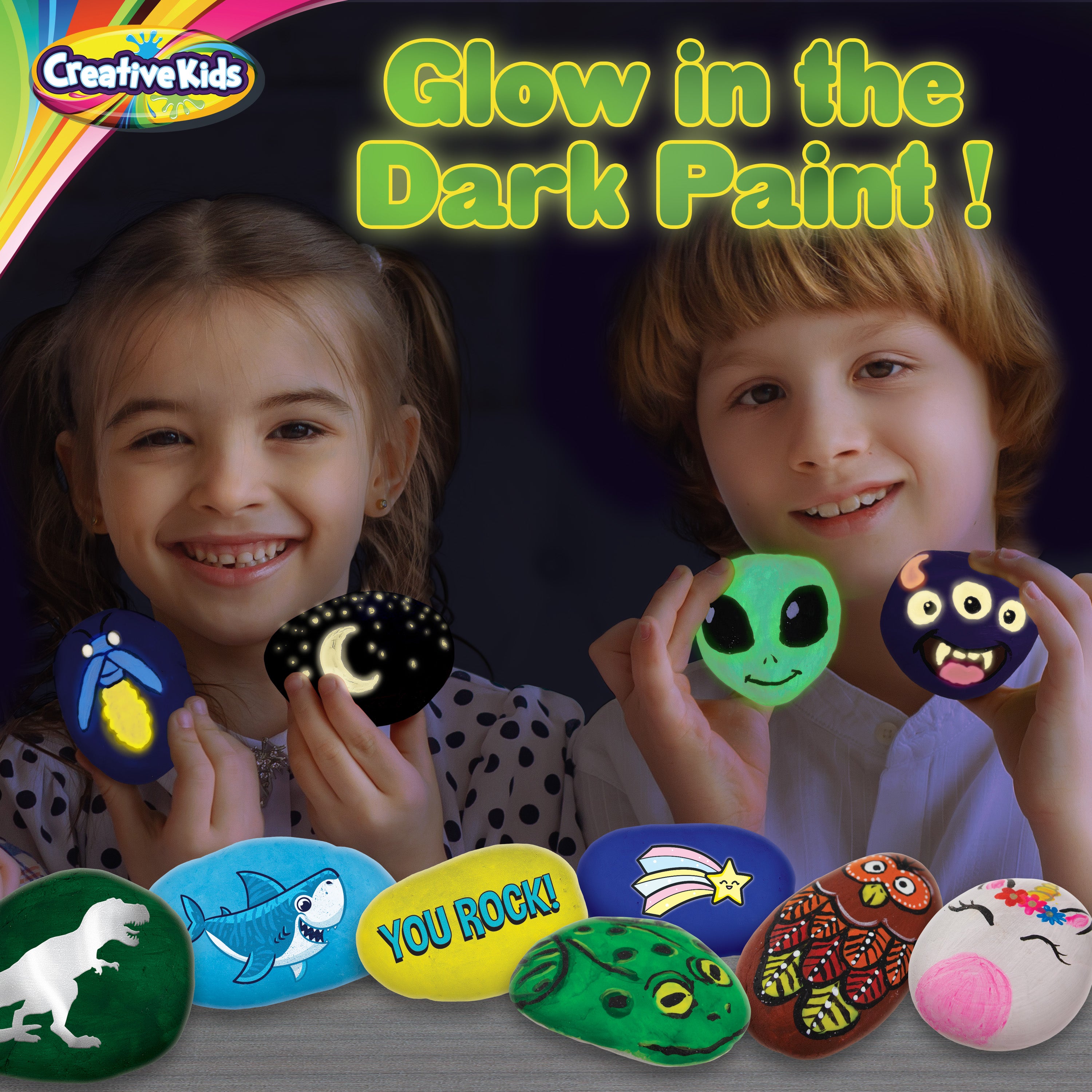 Buy glow in The Dark Rock Painting Kit for Kids - Arts and crafts for girls Boys  Ages 6-12 - Art craft Kits Paint Set - Supplies for Painting Rocks - DIY