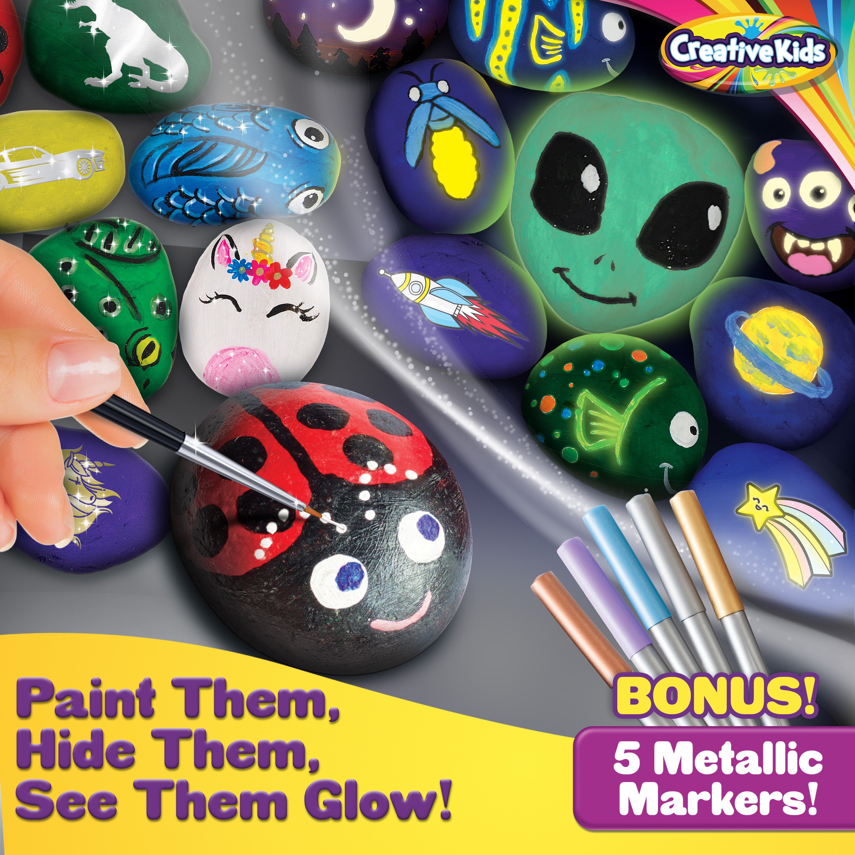 Creativity for Kids Glow in the Dark Rock Painting Kit: Crafts for Kids  Ages 4-8+, Painting Rocks Arts and Crafts, Kids Gift
