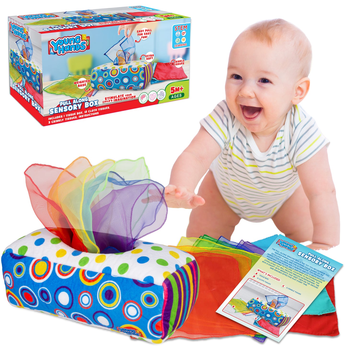 Sensory Pull Along Toddler and Infant Baby Tissue Montessori Box from Sense and Grow
