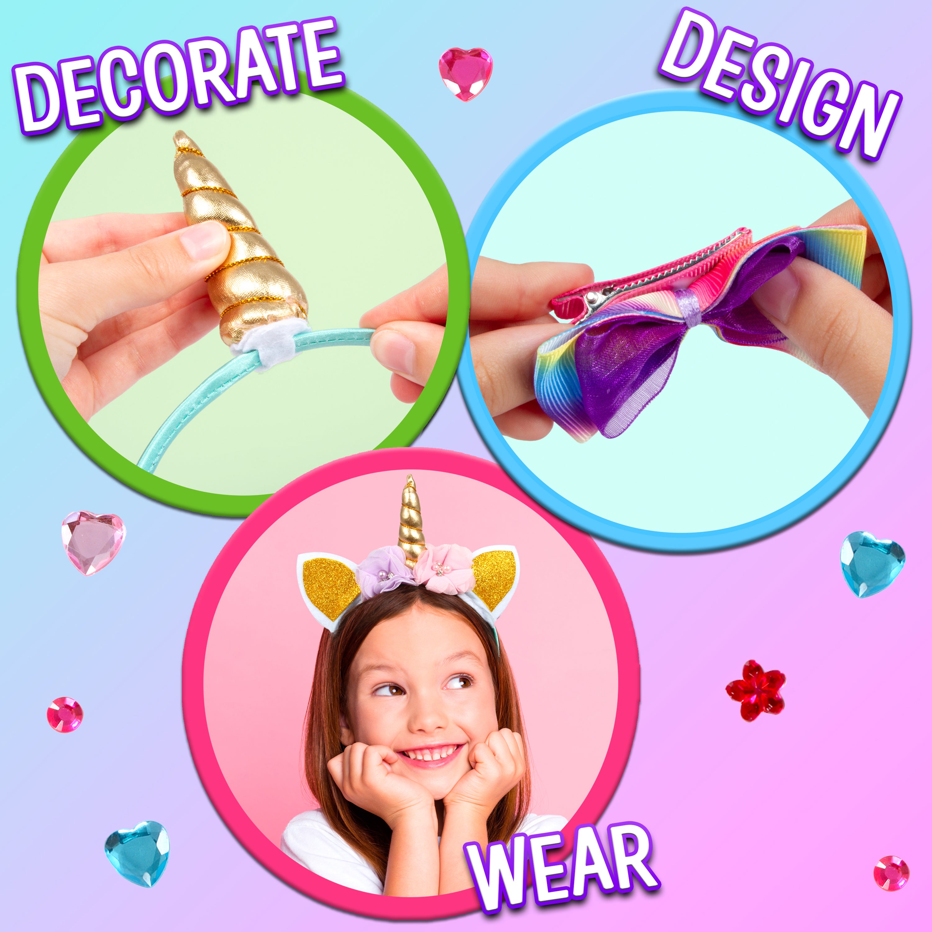 Headband Making Kit for Girls - Make Your Own Fashion Headbands for Kids -  DIY Hair Accessories Set - Arts & Crafts Gift for Ages 5-12 Year Old Girl 