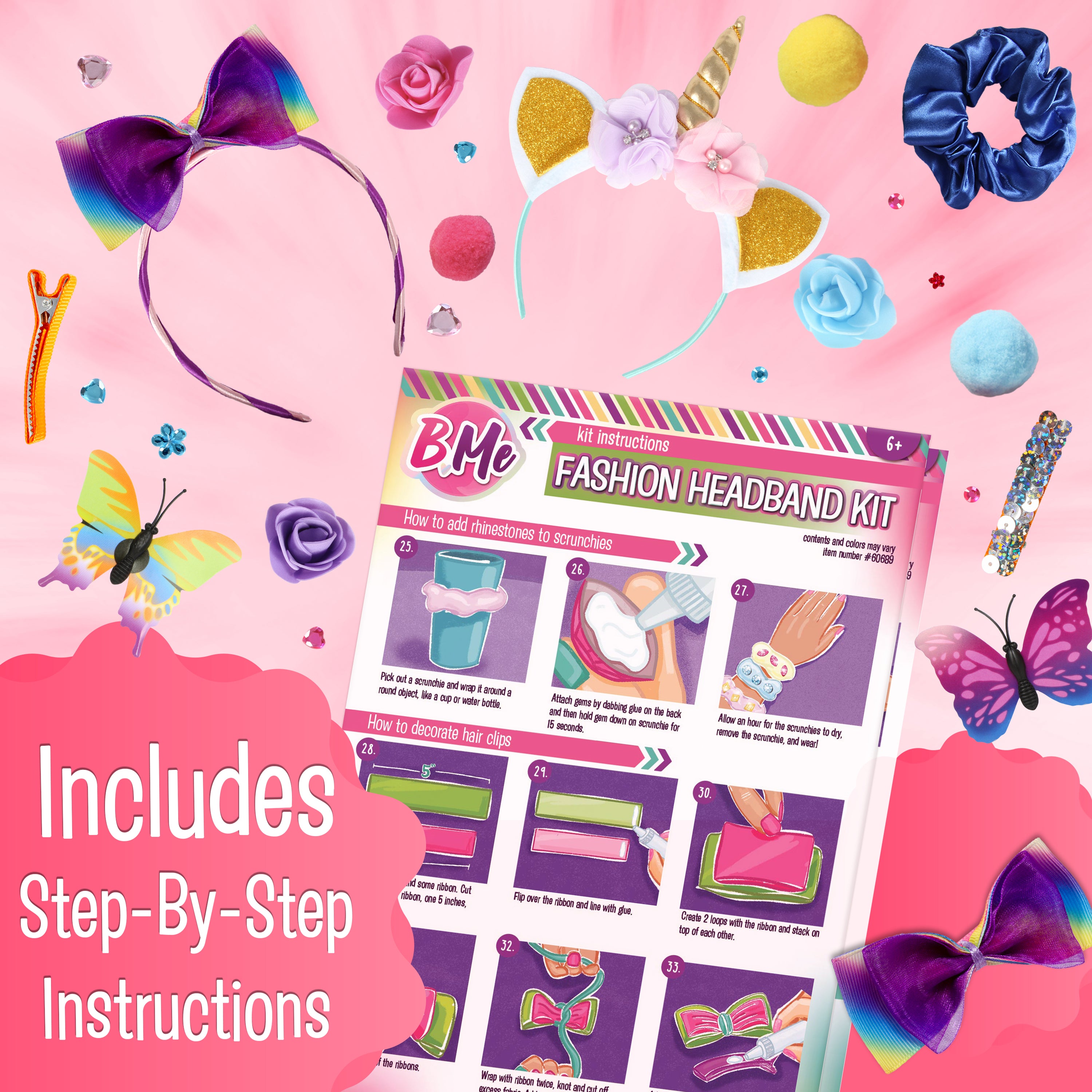 Headband Making Kit for Girls - Make Your Own Fashion Headbands for Kids -  DIY Hair Accessories Set - Arts & Crafts Gift for Ages 5-12 Year Old Girl 