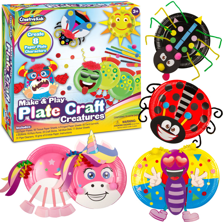Creative Kids Make & Play Plate Craft Kit - Make 8 Paper Plate Characters